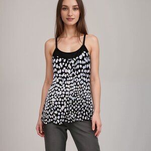 Guess Black & White Polka Dot Criss Cross Back Sleeveless Casual Top in Size M